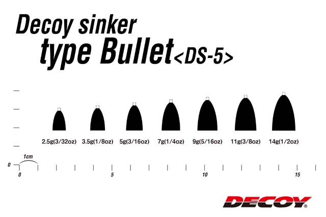 DECOY SINKER BULLET DS-5: размерный ряд