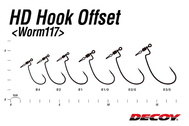 DECOY HD Hook offset Worm117: размерный ряд