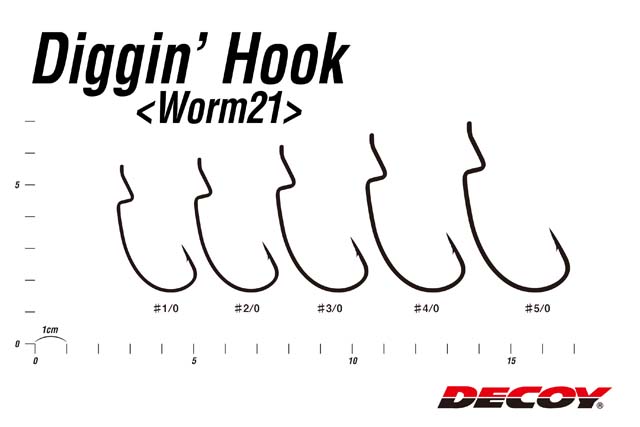 DECOY Diggin' Hook Worm21: размерный ряд